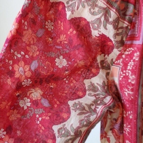 BOJO COTTON PEASANT TOP SIZE MEDIUM RED GREEN TAN WESTERN RODEO BANDANA COWGIRL - Picture 3 of 8